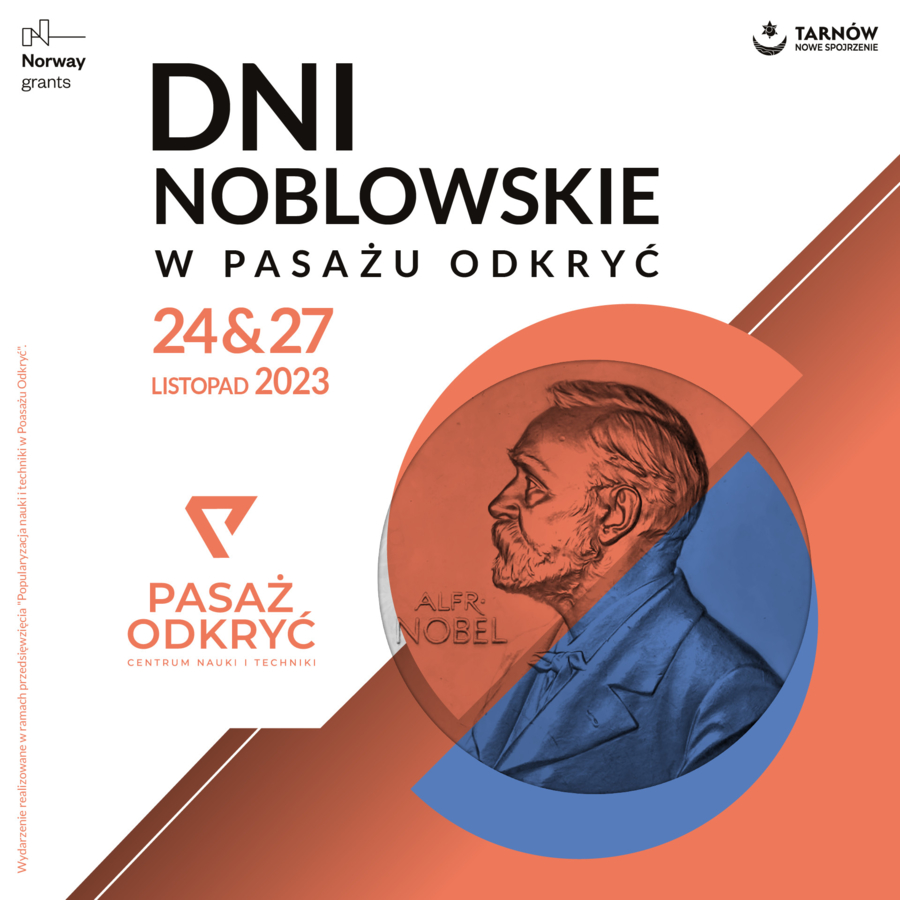 Plakat Dni Noblowskich w Pasażu Odkryć