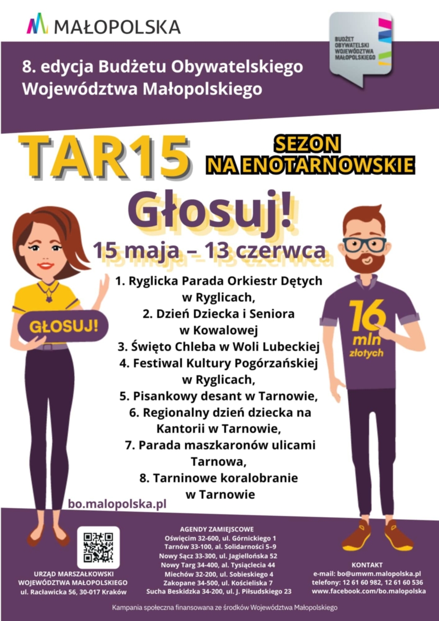 Plakat zachęcający do głosowania w Budżecie Obywatelskim Województwa Małopolskiego
