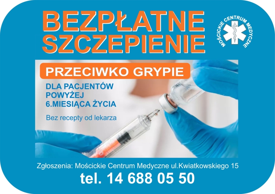 Plakat bezpłatnych szczepień przeciw grypie