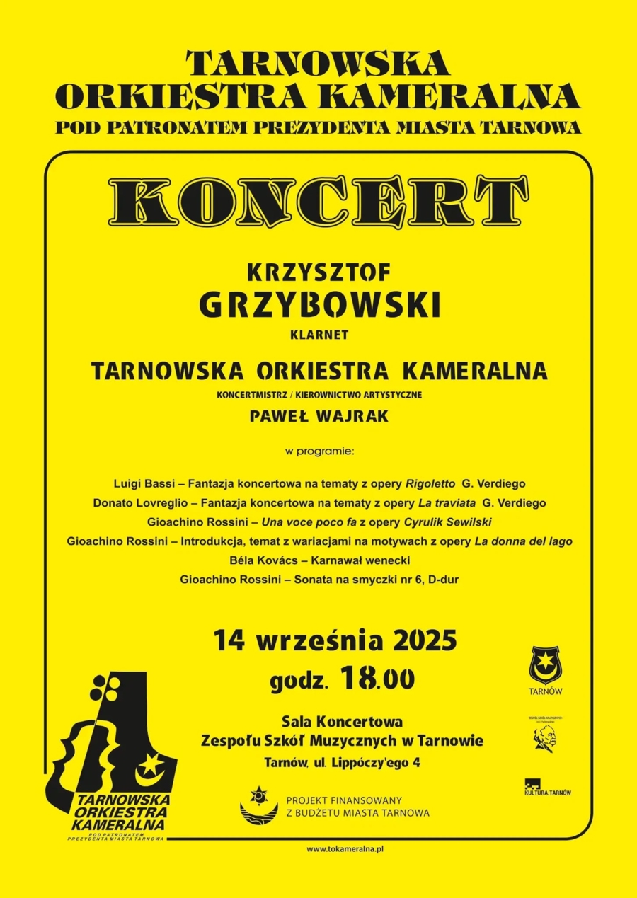 Plakat koncertu Tarnowskiej Orkiestry Kameralnej