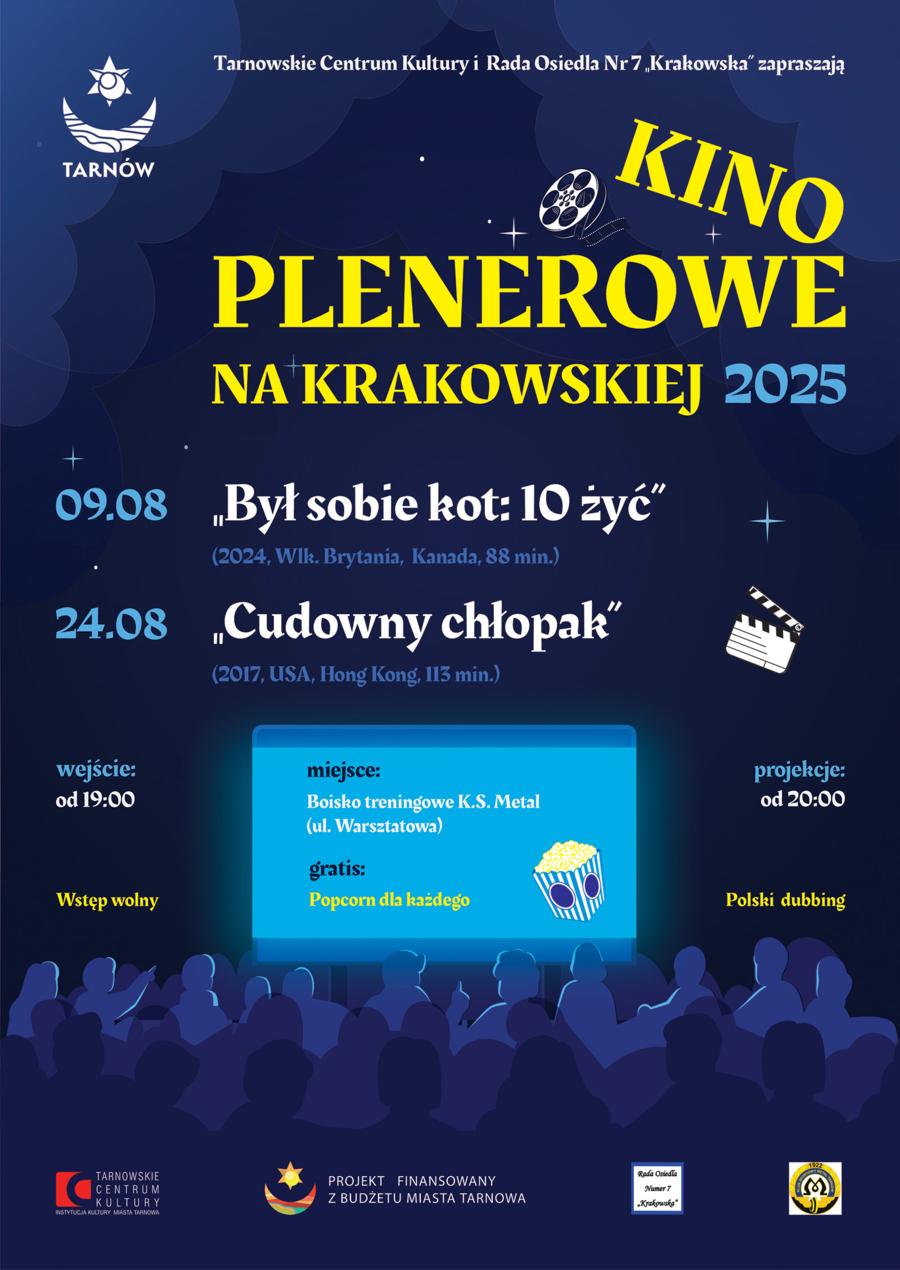 Plakat kina plenerowego na Krakowskiej