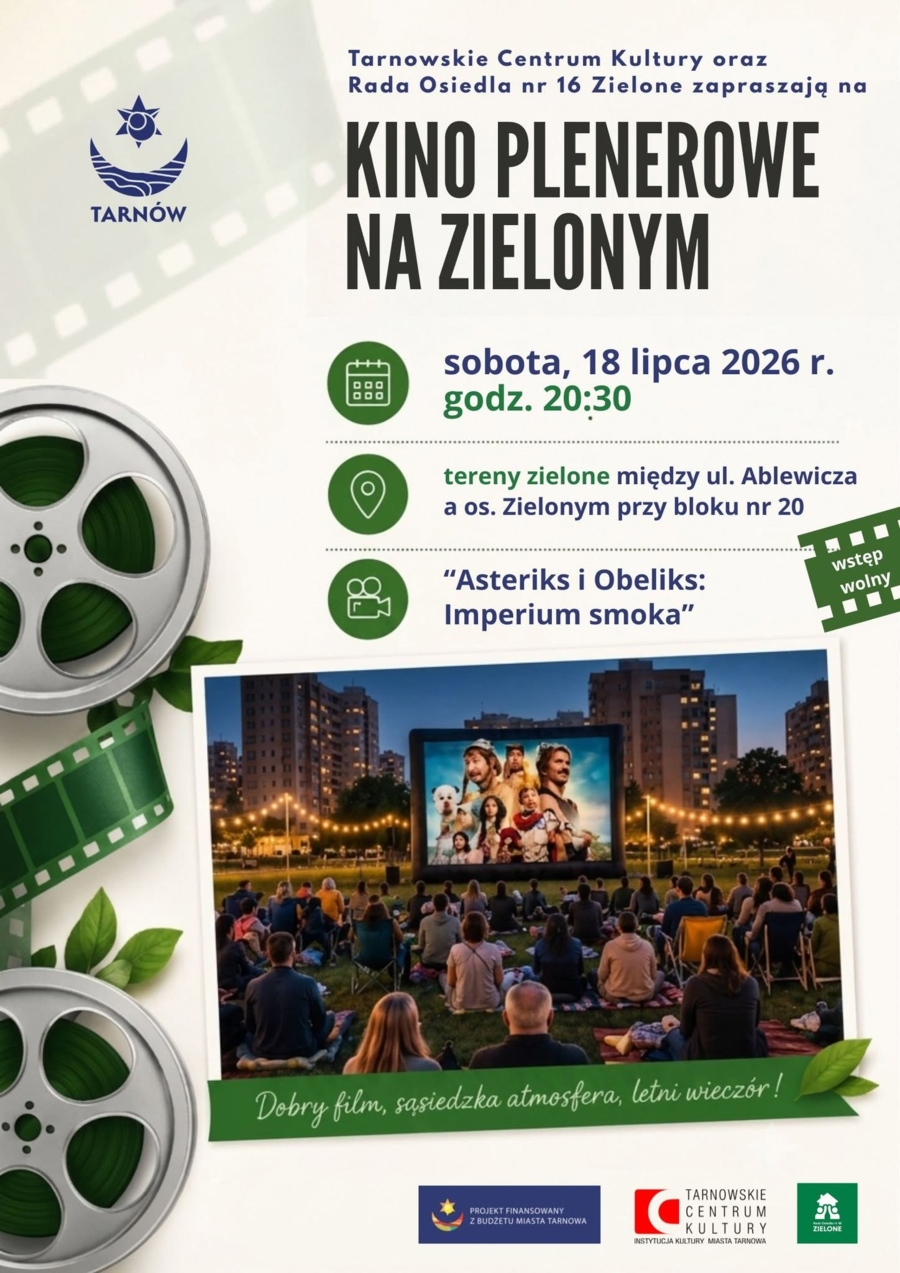 Plakat kina plenerowego na Osiedlu Zielonym