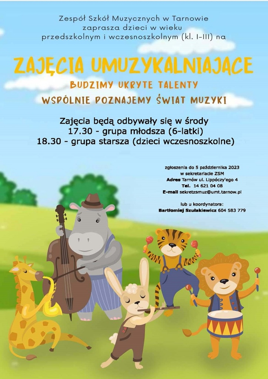 Plakat zajęć umuzykalniających  „Budzimy ukryte talenty. Wspólnie poznajemy świat muzyki”