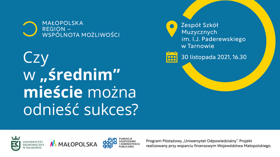 Baner debaty "Czy w średnim mieście można odnieść sukces?